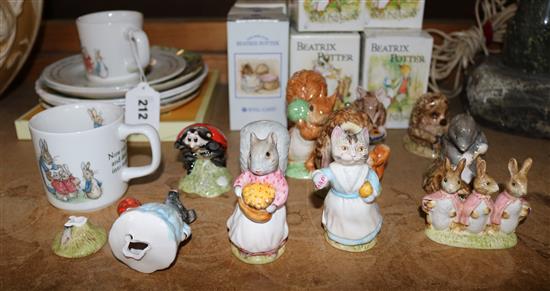 Collection 20 Beatrix Potter figures and dishes and Wedgwood plates